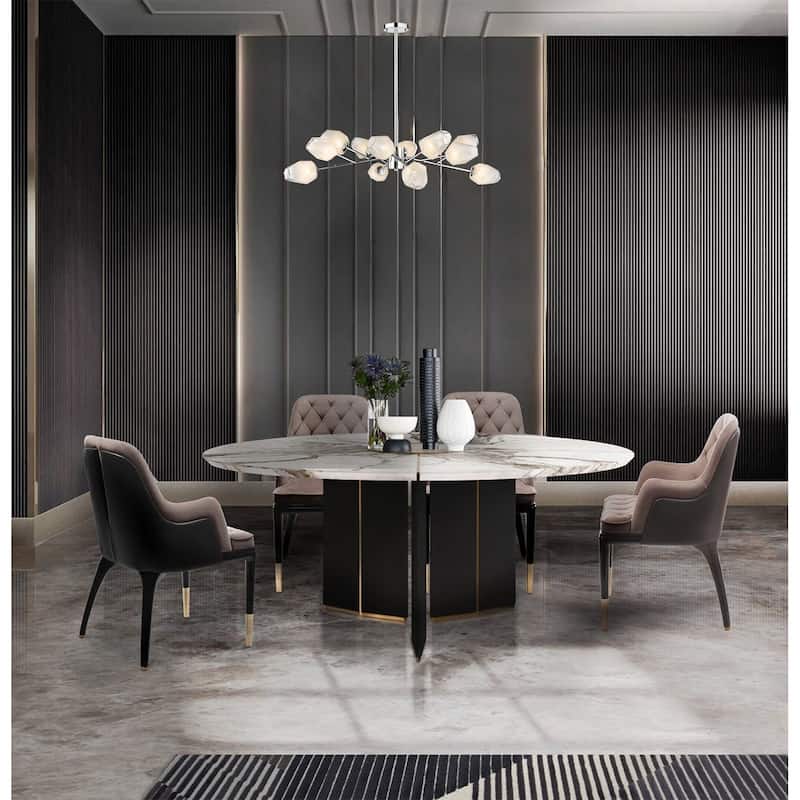 12-Light Chrome Chandelier With White Glass Shades