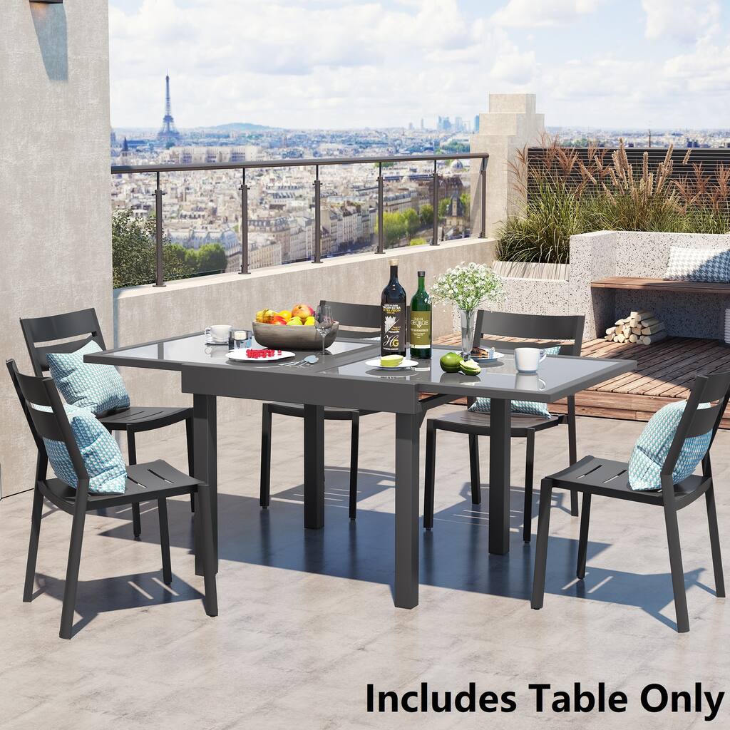 Pellebant Aluminum Rectangular Outdoor Extension Dining Table
