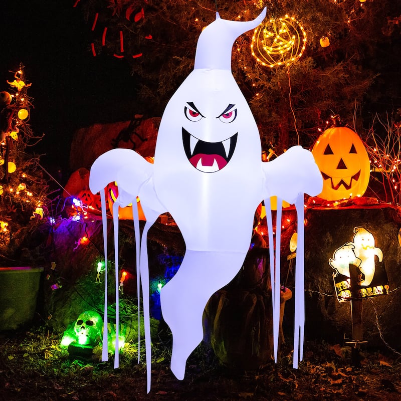 Costway 5 FT Tall Halloween Inflatable Hanging Ghost Blow-up Yard - See Details - White