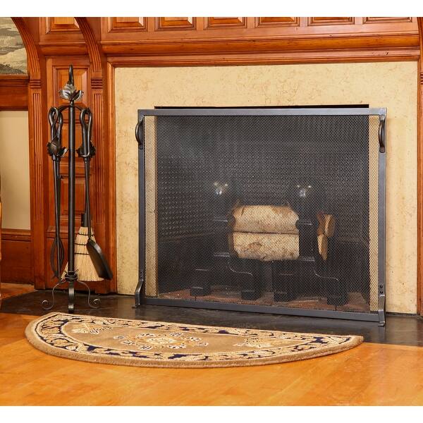 Minuteman International Colonial Flat Fireplace Screen, 38 Inch Long, Graphite Finish Bed Bath
