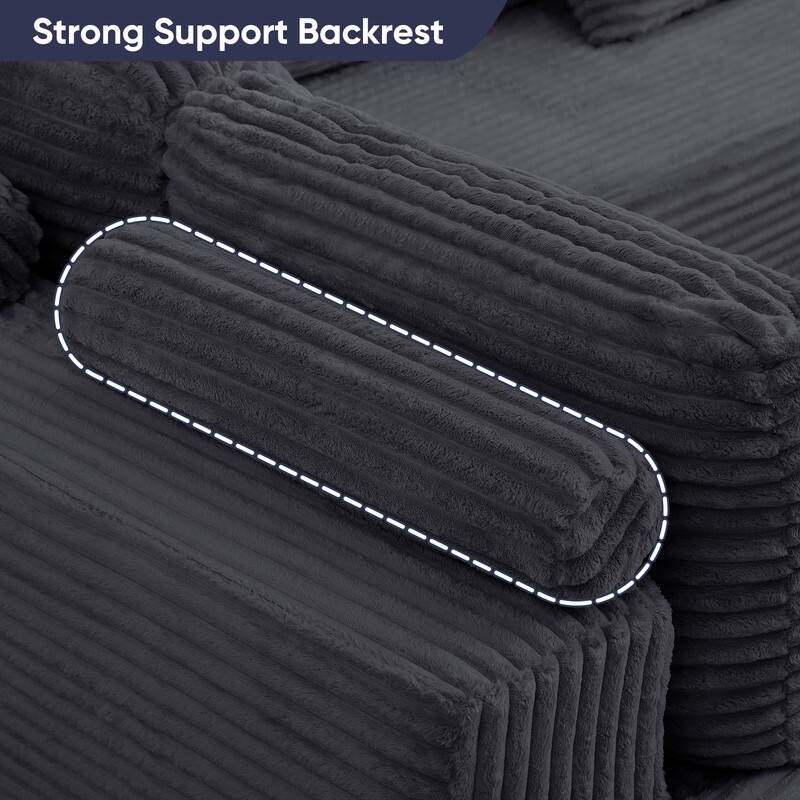 Mixoy 136"U-Shaped Modular Corduroy Sectional Sofa,7-Seater Deep Seats Sofa with Movable Ottoman - U-Shaped