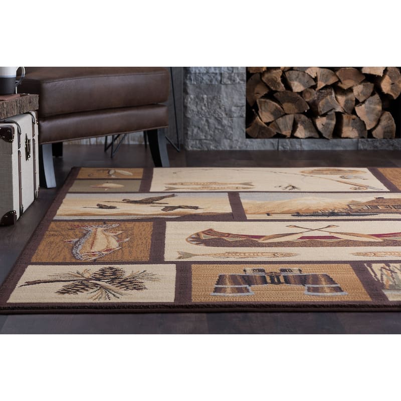 Natural Lodge Novelty Graphic Indoor Area Rug
