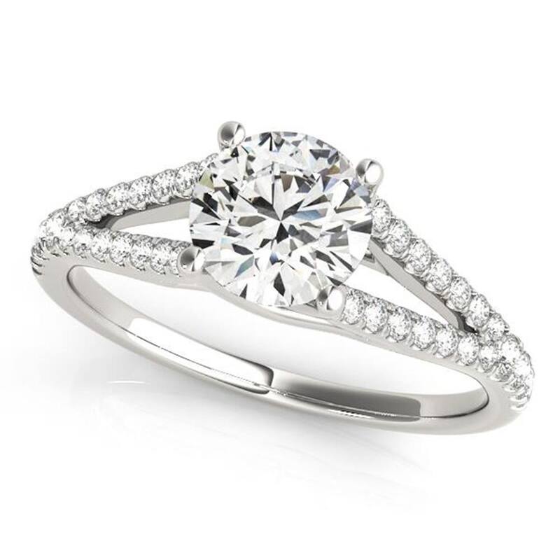 Auriya 14k Gold 1/2ctw Round Moissanite and Diamond Engagement Ring 1/5ct TDW - White - 8