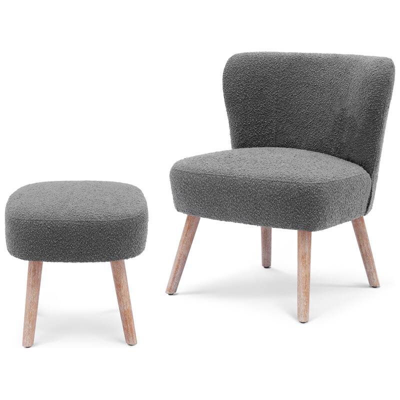 Boucle Polyester Upholstered Living Room Set - Stain Resistant (2-Piece Set)