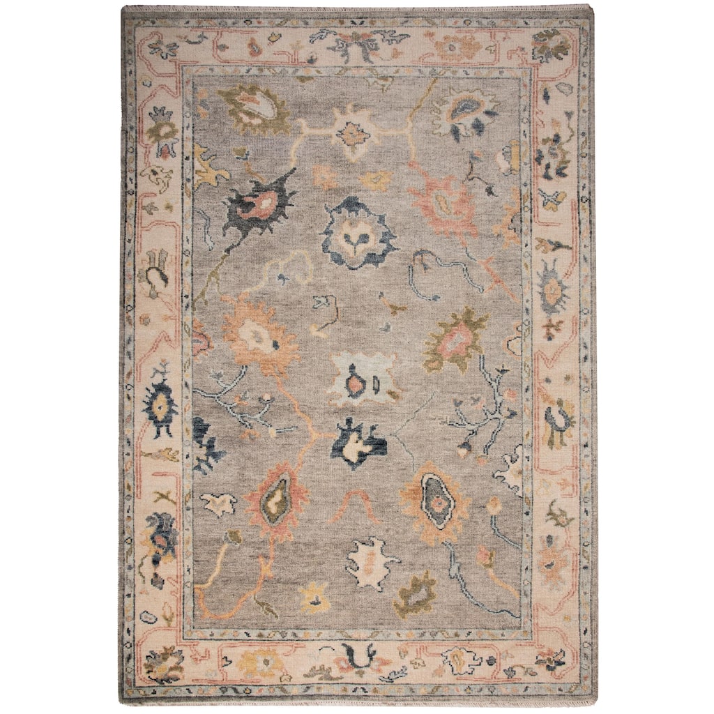 Alora Decor Lush Grey Floral Hand Knotted Traditional Wool Area Rug