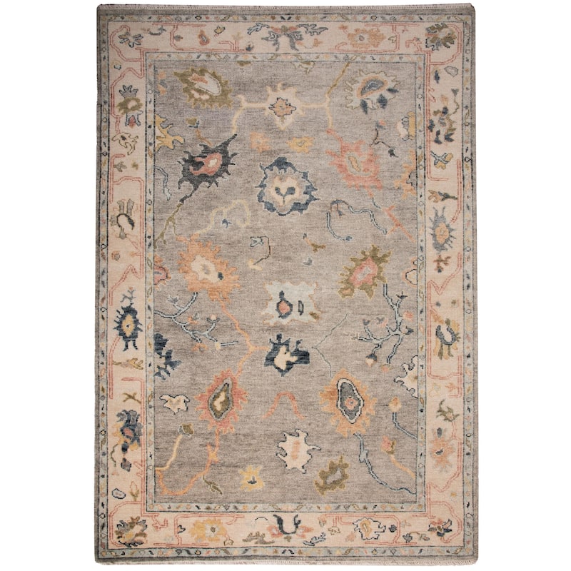 Alora Decor Lush Grey Floral Hand Knotted Traditional Wool Area Rug