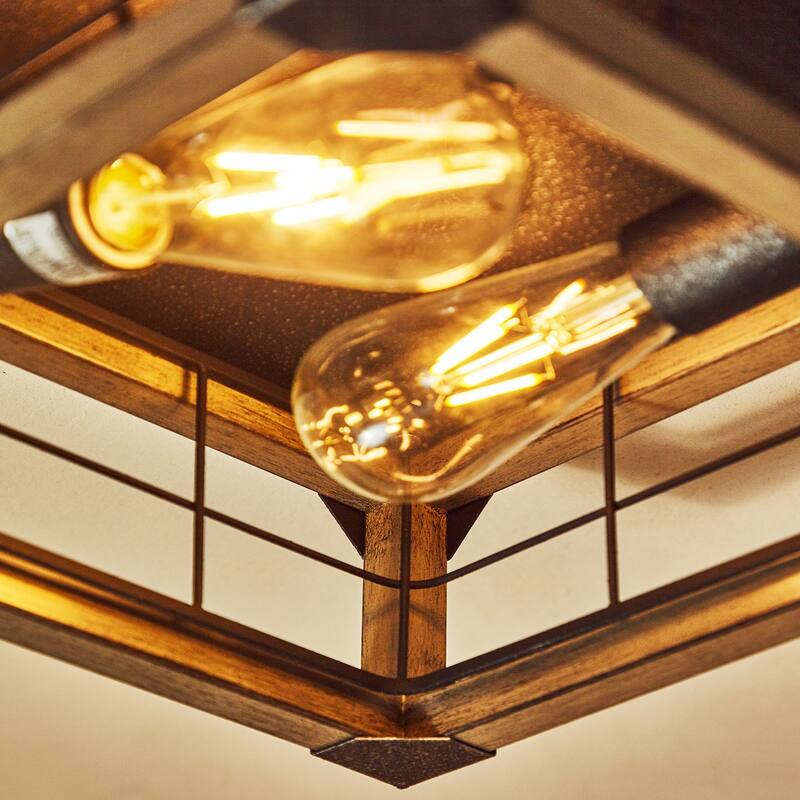 2 Light Farmhouse Flush Mount Ceiling Light - 12.97"x12.97"x5.83"
