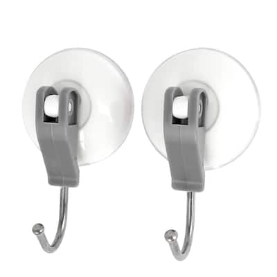 2pcs 2kg Load Home Storage Hooks Tiles Glass Wall Suction Cup Hooks - White,Gray