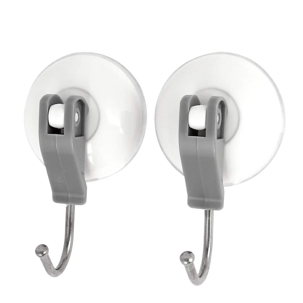 2pcs 2kg Load Home Storage Hooks Tiles Glass Wall Suction Cup Hooks - White,Gray