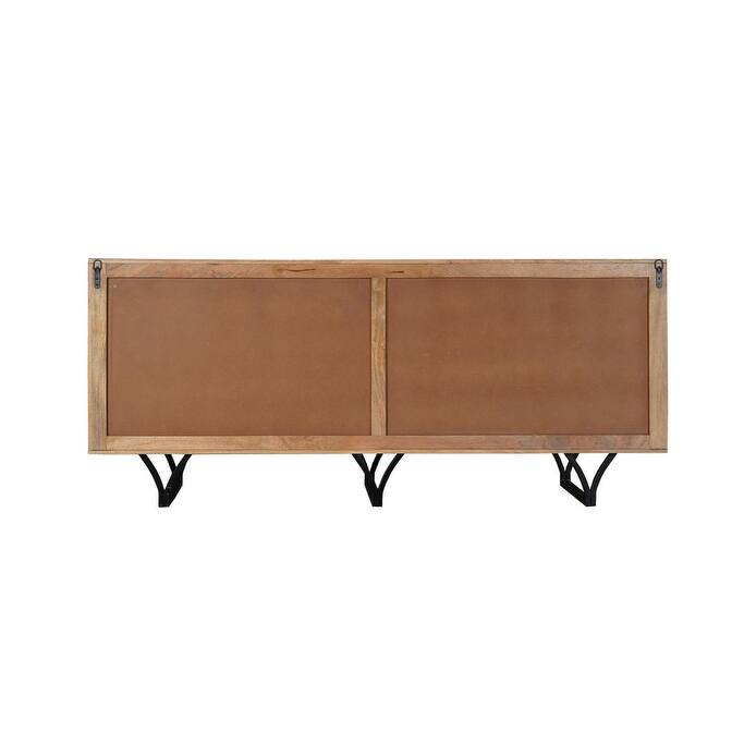 HomeRoots 84" Beige Solid Wood Carved Geometric Sideboard with Four Doors - 84.00 in. x 36.00 in. x 18.00 in.