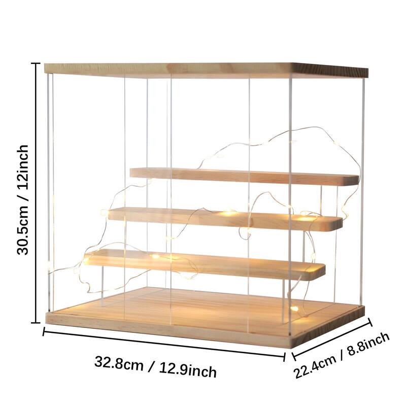 Clear Acrylic 3 Tiers Display Case Stand with Light Strip - 12.9x8 ...