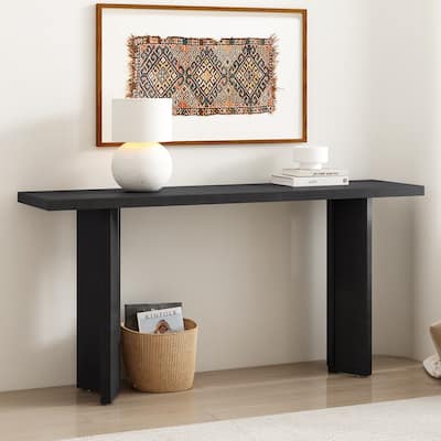 Stylish Console Table with Pine Veneer and Geometric Legs, Suitable for Living Room, Study and Dining Room