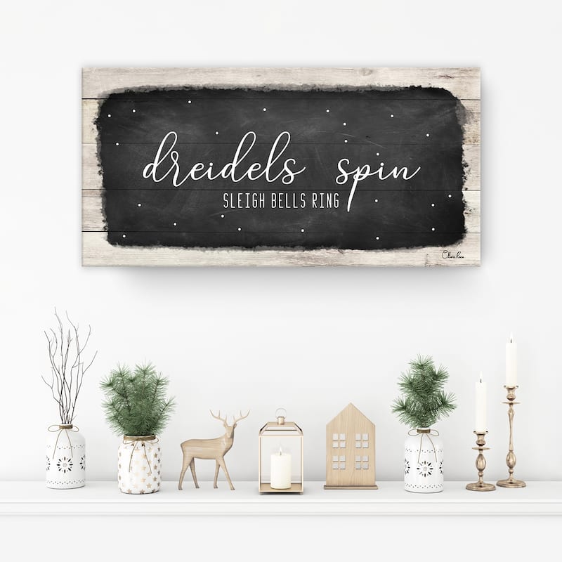 Ready2HangArt 'Dreidels Spin, Sleigh Bells Ring' Hanukkah Canvas Wall Art by Olivia Rose