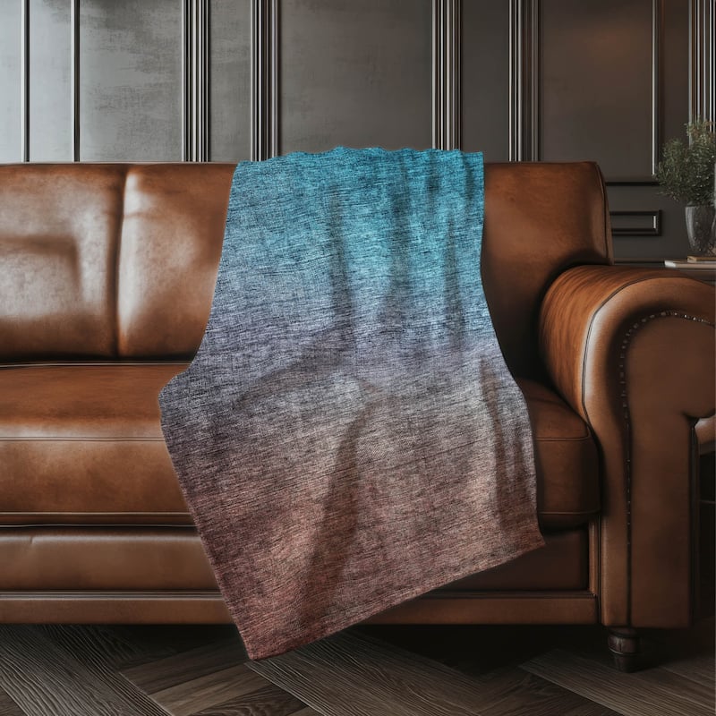 Premium Machine Washable Modern Ombre Sherpa Throw Blanket - Teal - 4'2" x 5'10"