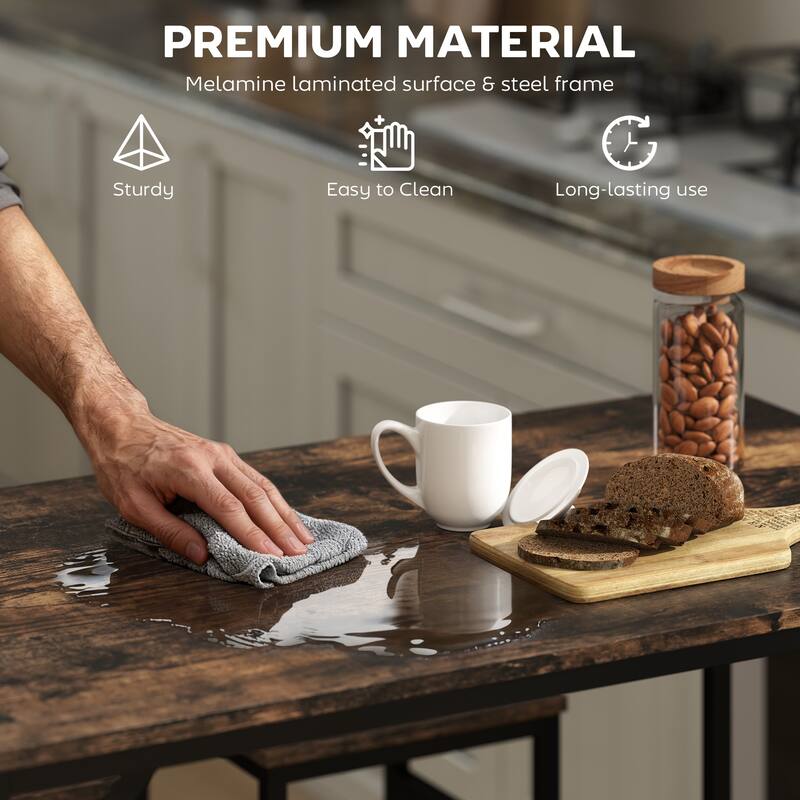 HOMCOM 5-Piece Modern Industrial Dining Room Table Furniture Set with 4 Chairs & Steel Legs for Dining Room, Black/Brown