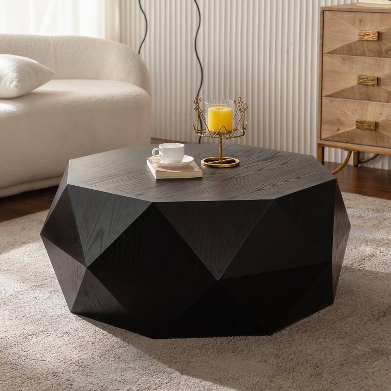 American Retro Coffee Table with 3D Relief Pattern, Nail Holes Knots and Wood Marks, for Living Room