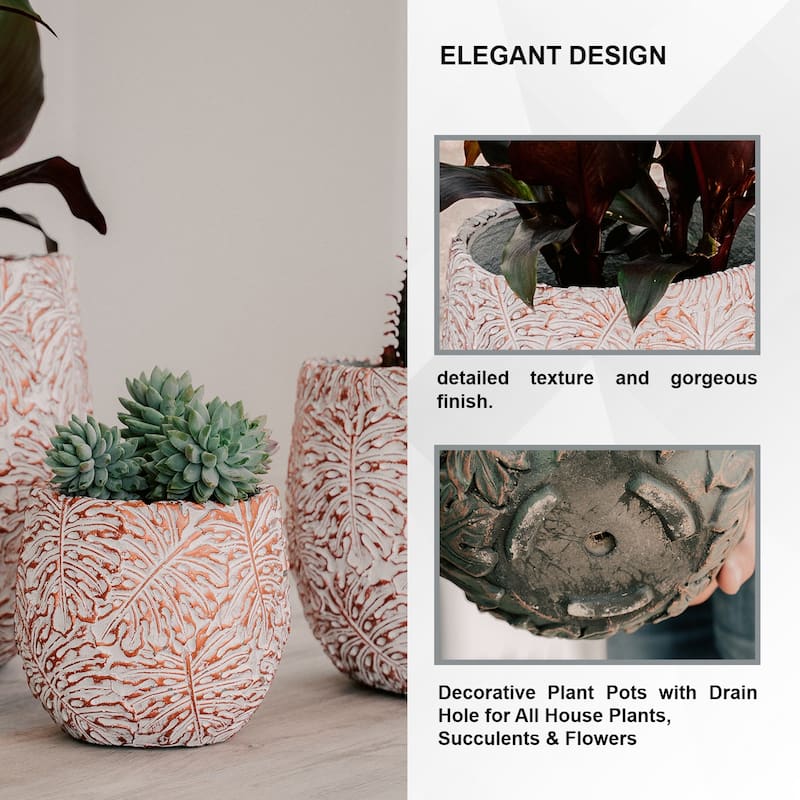 XBrand 17.7", 12.6" and 9"W Round Fiberstone/Cement Indoor Outdoor Planters (Set of 3)