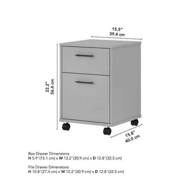 dimension image slide 8 of 12, Key West 2 Drawer Mobile File Cabinet by Bush Furniture