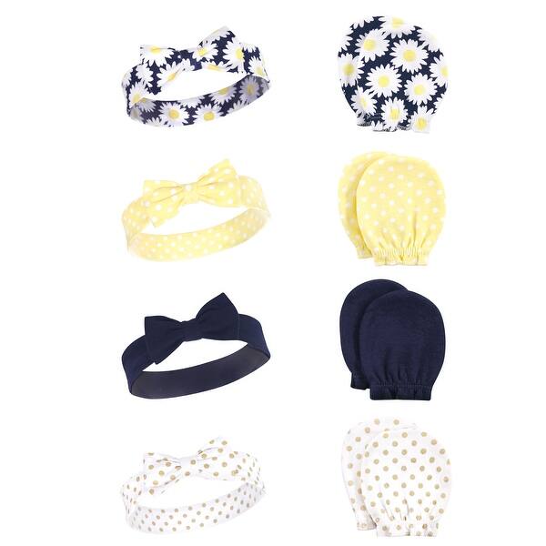 slide 1 of 1, Hudson Baby Infant Girl Cotton Headband and Scratch Mitten Set, Daisy, 0-6 Months - Daisy Daisy - 0-6 Months