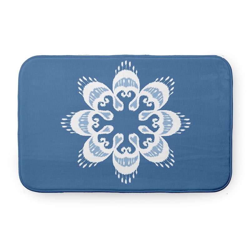 Ikat Mandala Bathmat - 24" x 17" - Mid Blue