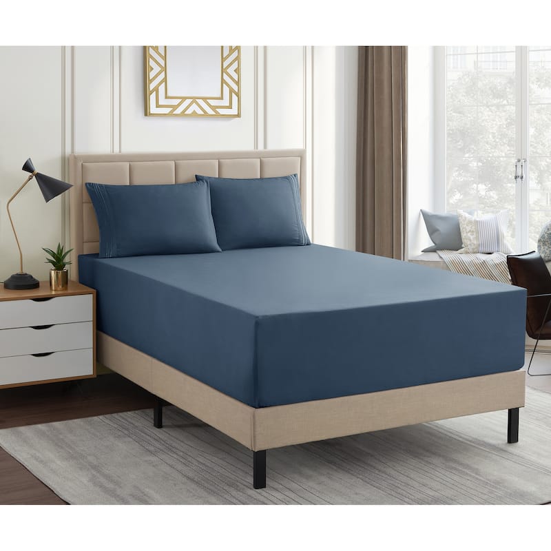 Sweet Home Collection Extra Deep 21 Inch Pocket Sheet Set - Denim - California King