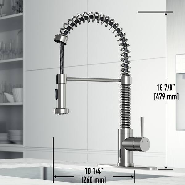 dimension image slide 7 of 16, VIGO Edison 19" H Single Handle Pull-Down Sprayer Kitchen Faucet Set with Touchless Sensor