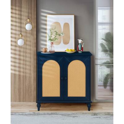 Rattan Storage Cabinet with Doors and Shelves,Buffet