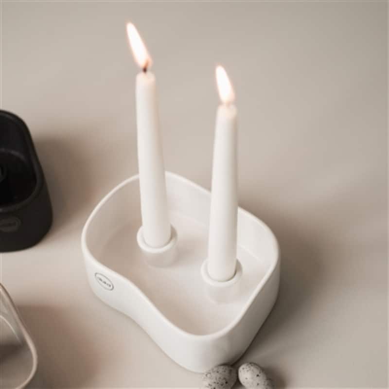 Shiny Ceramic Taper Candle Holder - 4.75" - White