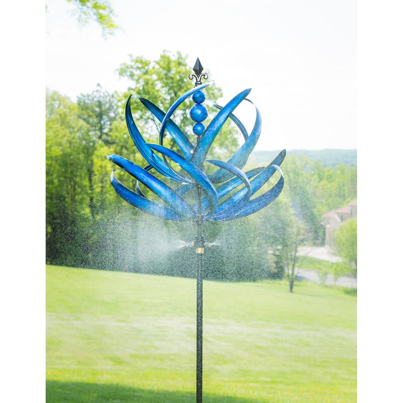 90"H Misting Wind Spinner, Blue Wave