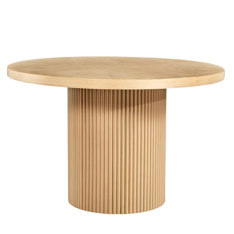 HomeRoots 48" Natural Wood Pedestal Base Round Top Dining Table - 48 in. x 30 in. x 48 in.