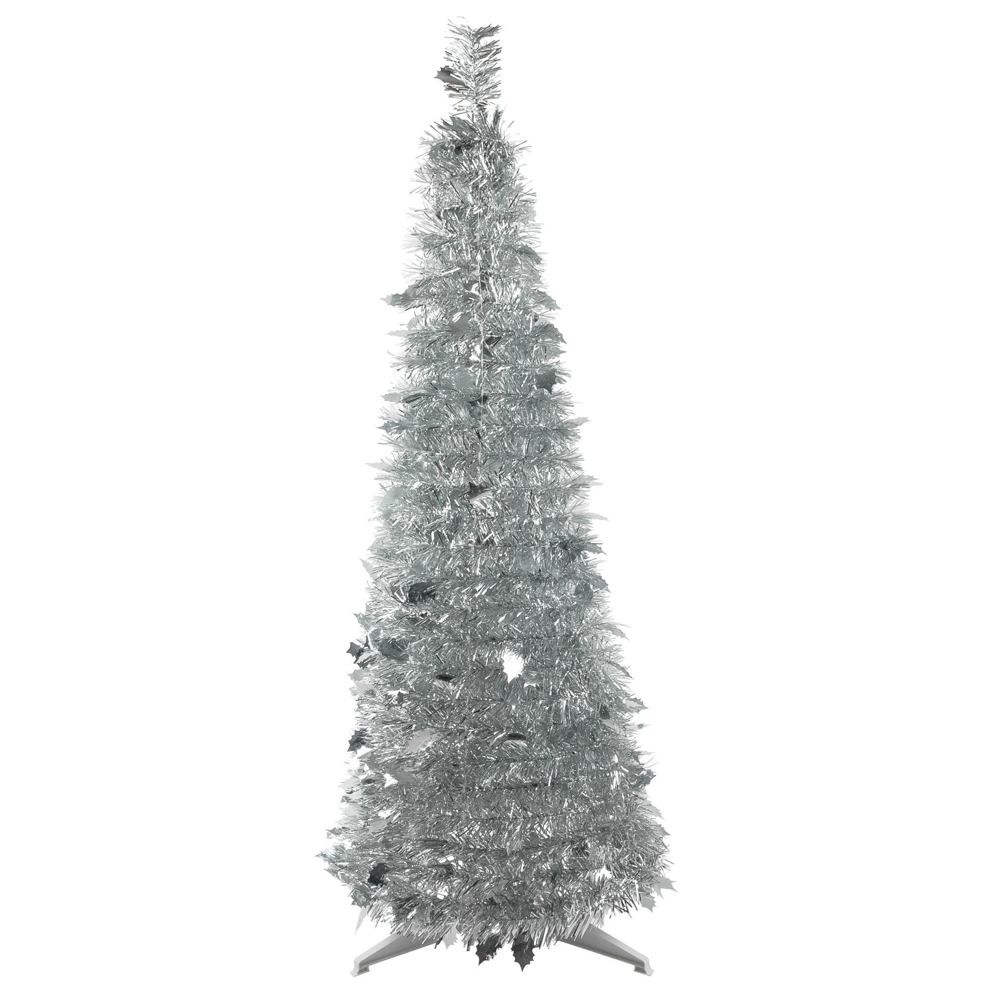 4' Silver Tinsel Pop-Up Artificial Christmas Tree, Unlit - 4 Foot