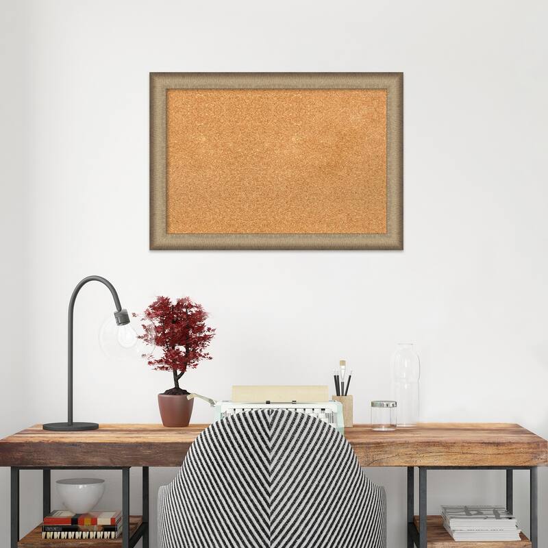 Elegant Brushed Narrow Framed Natural Corkboard Bulletin Board