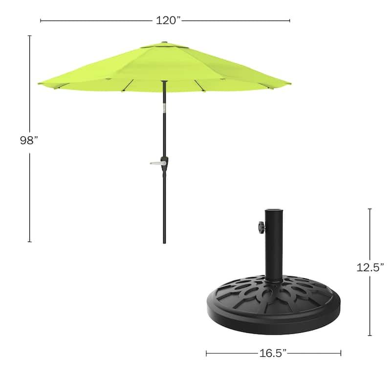 Pure Garden 10-Foot Outdoor Tilting Patio Umbrella with Base