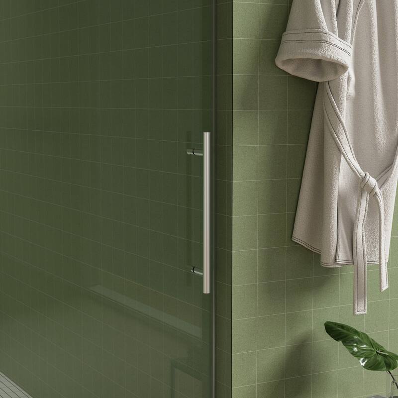 56"-60"W x 76"H Frameless Clear Tempered Glass Shower Enclosure