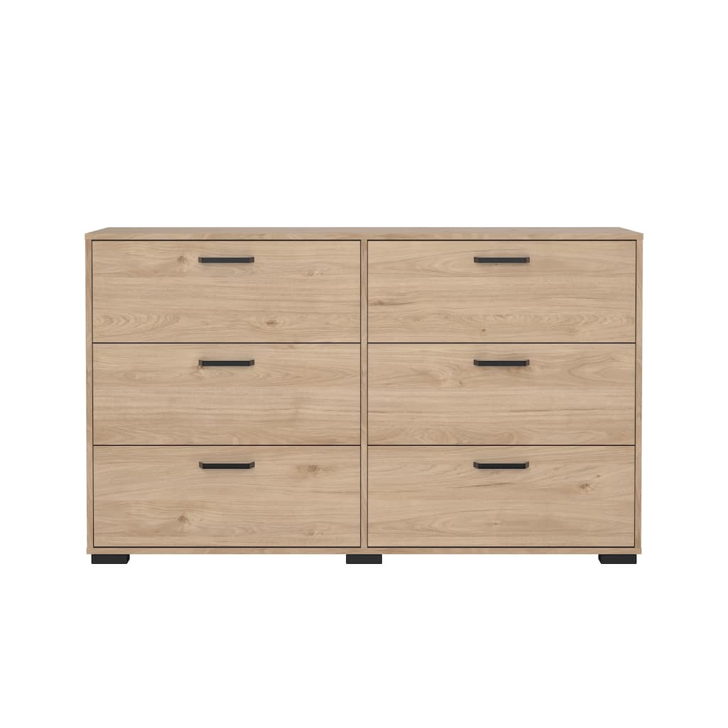 Porch & Den Sofia 6 Drawer Double Dresser, Jackson Hickory