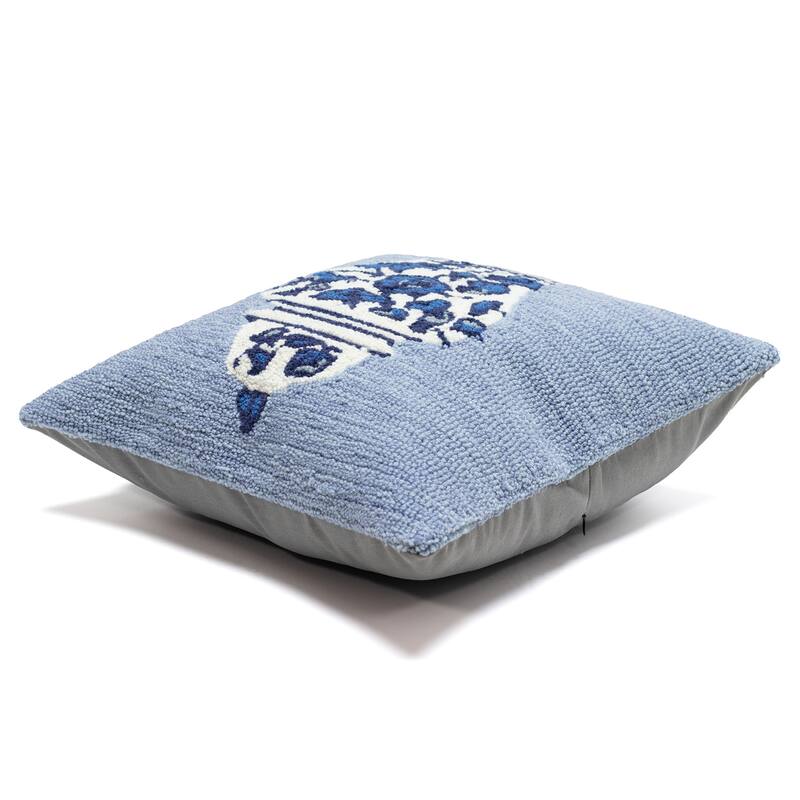Liora Manne Frontporch Ginger Jars Indoor/Outdoor Pillow Blue 18" Square