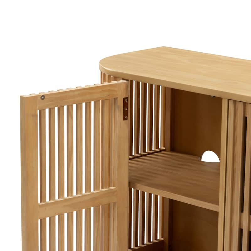 Plank and Beam Contour Curved 3-Door Sideboard/TV Stand