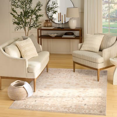 Nourison Vintage Washables Indoor only Beige Persian Area Rug