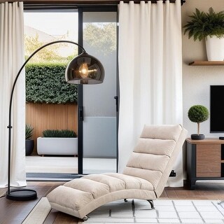 Modern Polyester Linen Chaise Lounge Indoor Chair, Long Lounger with ...