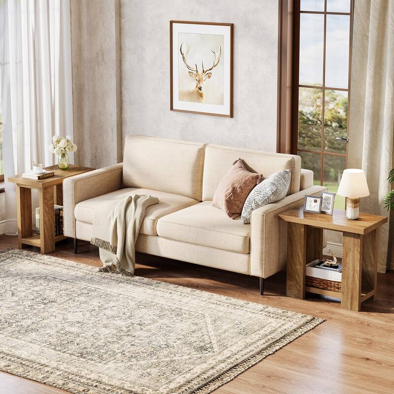 25.59'' Tall End Table with Open Shelf for Narrow Space