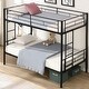 preview thumbnail 1 of 13, Black Twin over Twin Metal Bunk Bed, Metal Structure Bedframe with Safety Guardrails and 2 ladders, Convertible Bunkbeds Black