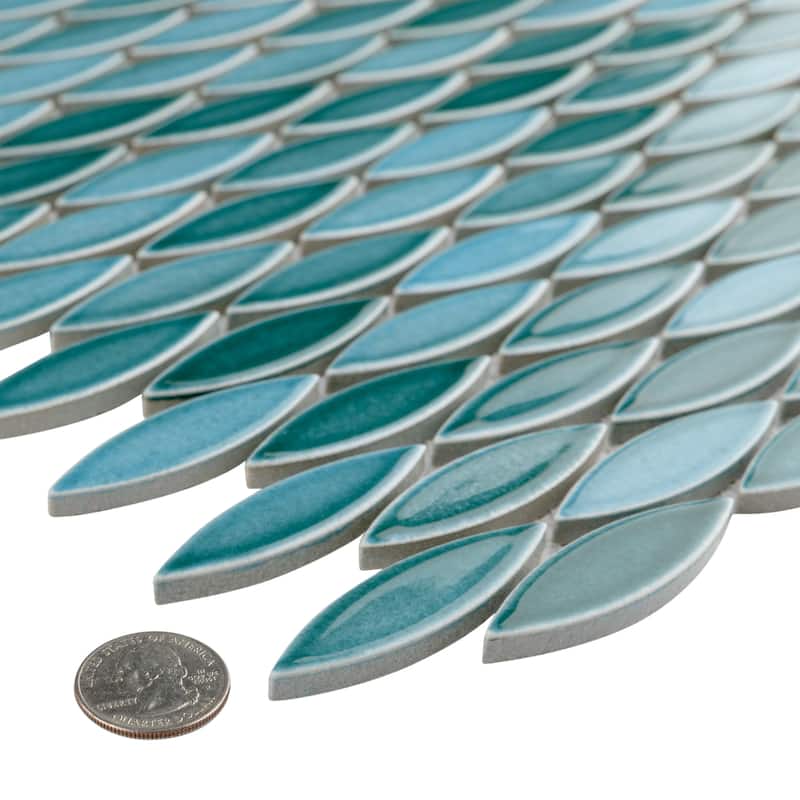 Merola Tile Pescado Glossy Agua 12" x 12-1/2" Porcelain Floor and Wall Tile