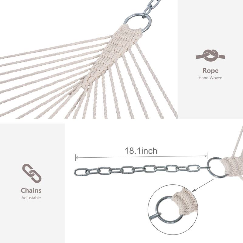 Outdoor Portable 2 Person Hammock with Spreader Bar - 78.7*55.1