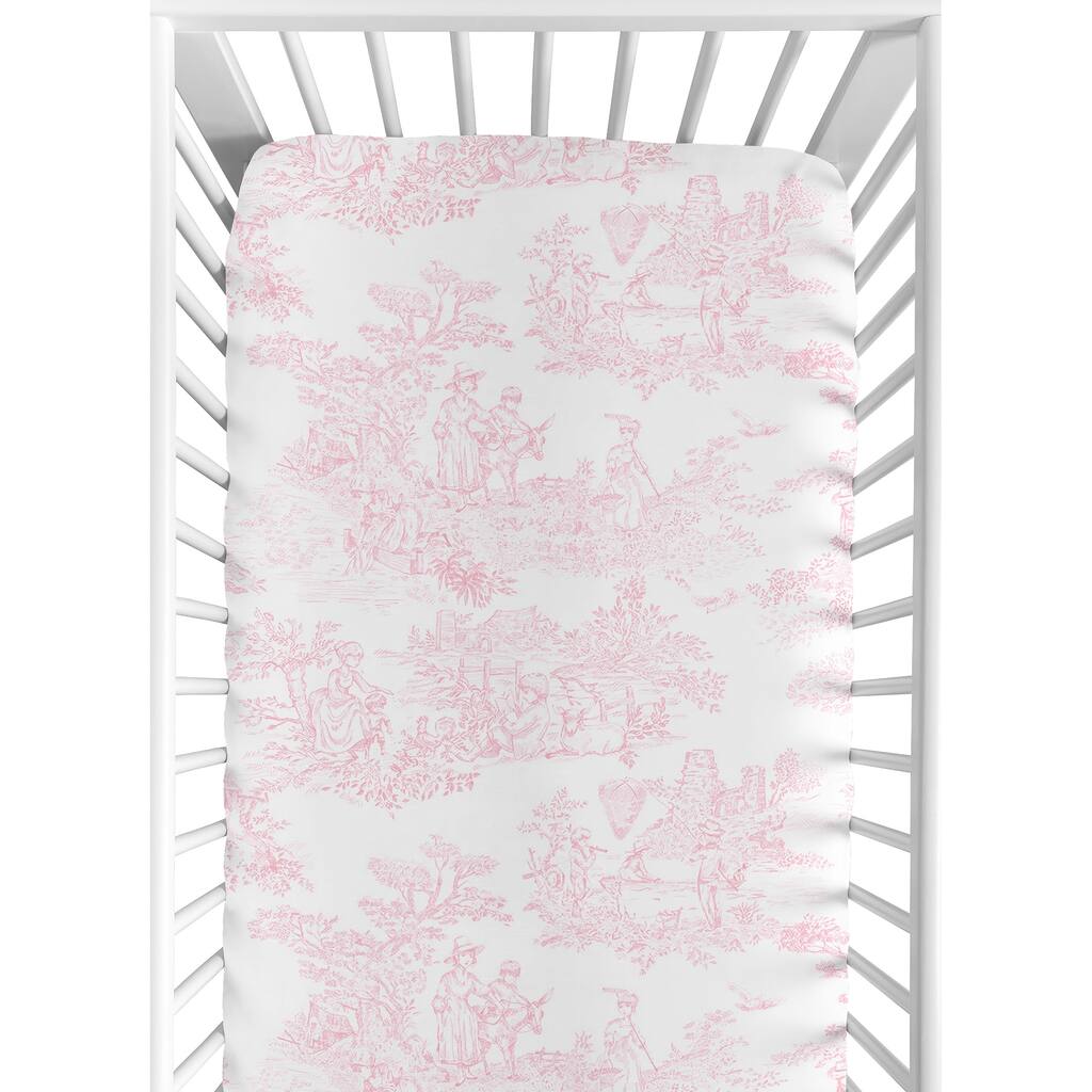 Sweet JoJo Designs Pink French Toile Fitted Crib Sheet