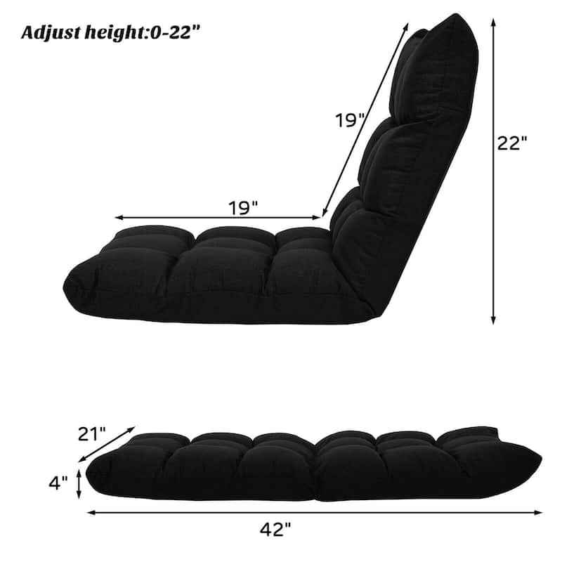 14-Position Adjustable Folding Lazy Gaming Sofa - 42"x 21"x 4"(L x W x H)