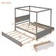preview thumbnail 10 of 13, Merax Full Size Canopy Bed with Trundle Bed and two Drawers