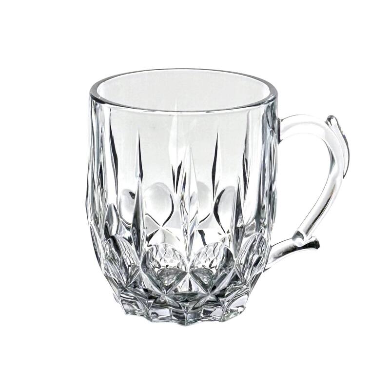 13 oz. Crystal Clear Flower Patterned Glass Mugs for Hot and Cold Beverages