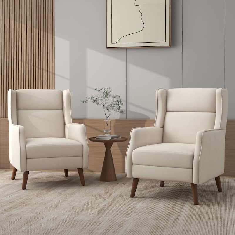 Modern High Back Cotton Linen Accent Chair