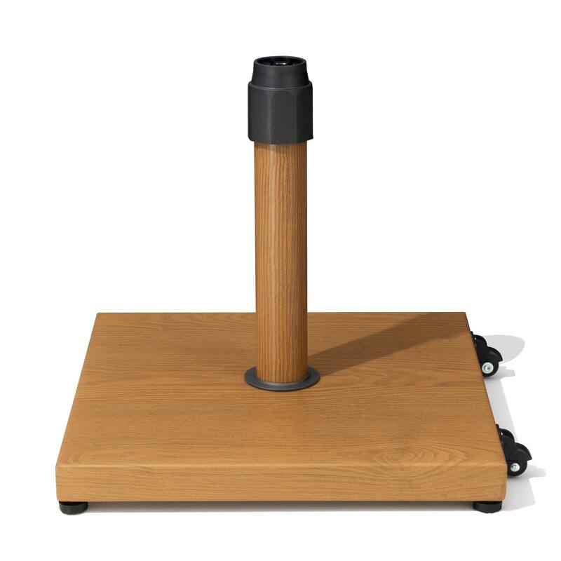 45LBS Outdoor Patio Square Concrete Market Umbrella Base Stand with Wheels - TeakColor