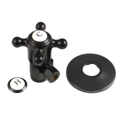 1/2"IPS x 3/8"O.D. Anti-Seize Deluxe Quarter-Turn Ceramic Hardisc Cartridge Angle Stop with Flange